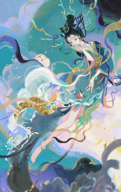 当东方神话遇上水彩：闺秀侠女、精怪神祇，每一幅都藏着千年奇幻 - 图画吧TUHUABA