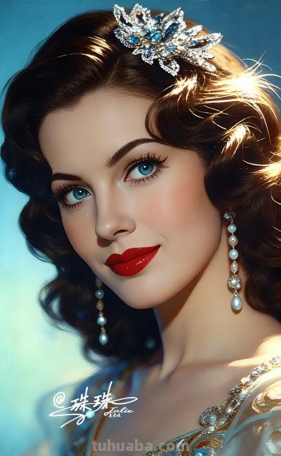 绝美油画——蓝眸似地中海的晴空，她是画布上定格的欧式缪斯 - 图画吧TUHUABA