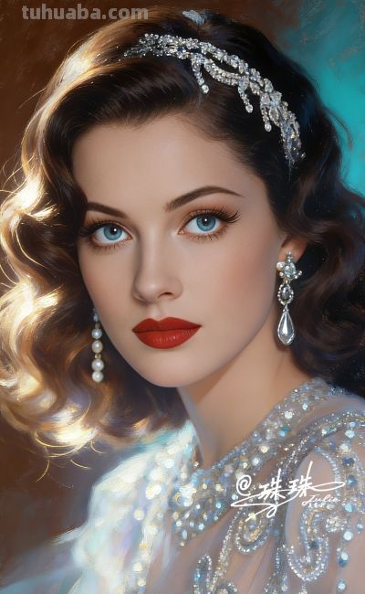绝美油画——蓝眸似地中海的晴空，她是画布上定格的欧式缪斯 - 图画吧TUHUABA