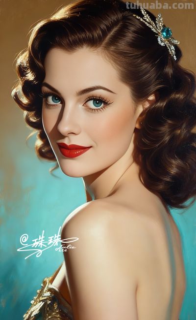绝美油画——蓝眸似地中海的晴空，她是画布上定格的欧式缪斯 - 图画吧TUHUABA