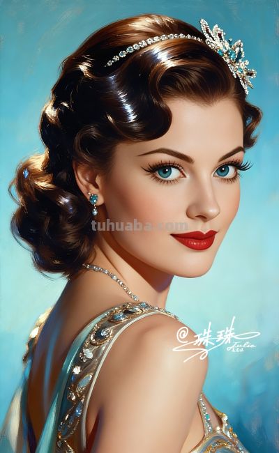 绝美油画——蓝眸似地中海的晴空，她是画布上定格的欧式缪斯 - 图画吧TUHUABA