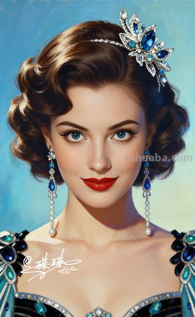 绝美油画——蓝眸似地中海的晴空，她是画布上定格的欧式缪斯 - 图画吧TUHUABA