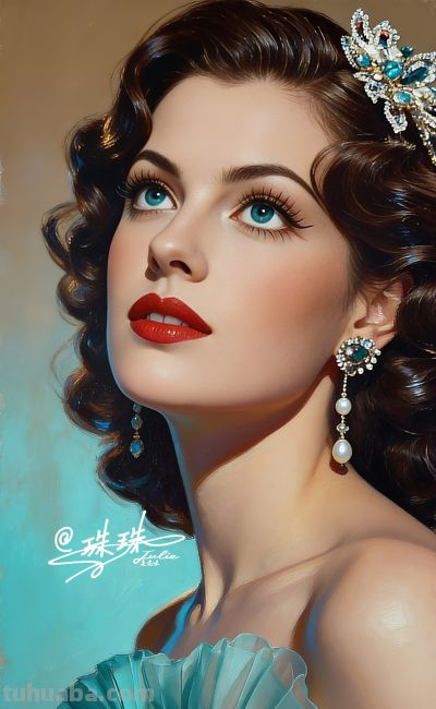 绝美油画——蓝眸似地中海的晴空，她是画布上定格的欧式缪斯 - 图画吧TUHUABA
