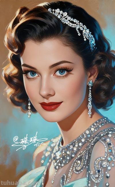 绝美油画——蓝眸似地中海的晴空，她是画布上定格的欧式缪斯 - 图画吧TUHUABA