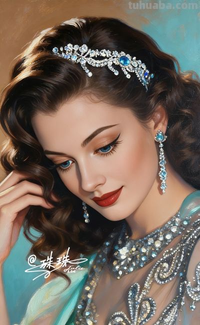 绝美油画——蓝眸似地中海的晴空，她是画布上定格的欧式缪斯 - 图画吧TUHUABA