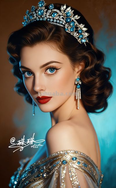 绝美油画——蓝眸似地中海的晴空，她是画布上定格的欧式缪斯 - 图画吧TUHUABA