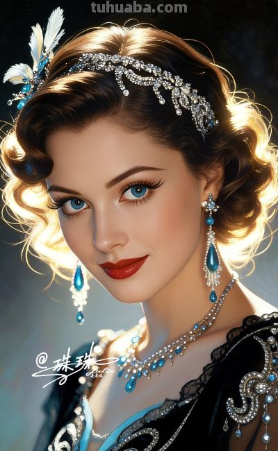 绝美油画——蓝眸似地中海的晴空，她是画布上定格的欧式缪斯 - 图画吧TUHUABA