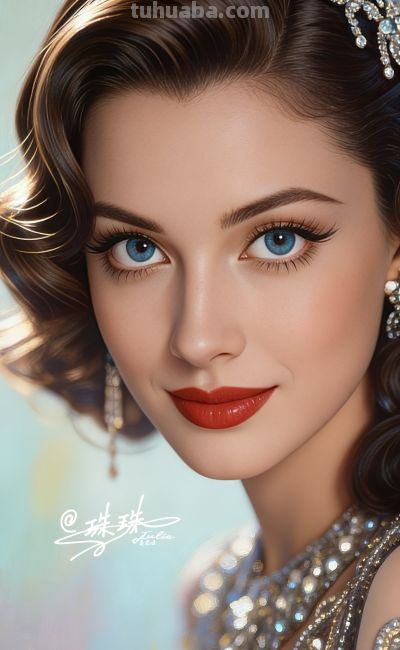 绝美油画——蓝眸似地中海的晴空，她是画布上定格的欧式缪斯 - 图画吧TUHUABA