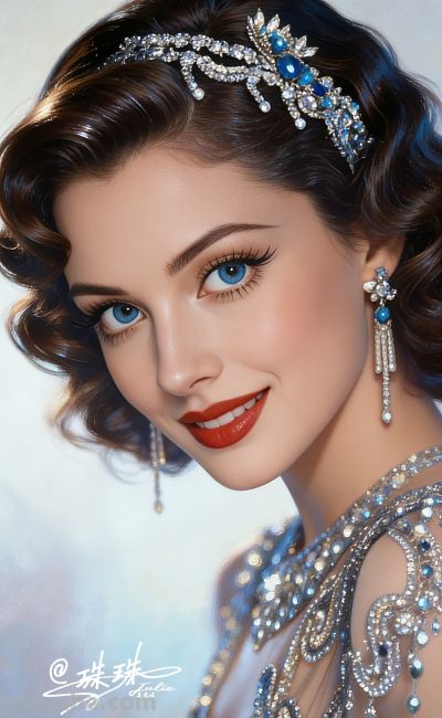 绝美油画——蓝眸似地中海的晴空，她是画布上定格的欧式缪斯 - 图画吧TUHUABA