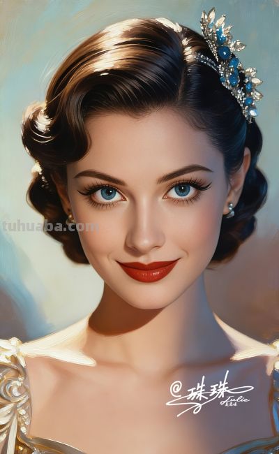 绝美油画——蓝眸似地中海的晴空，她是画布上定格的欧式缪斯 - 图画吧TUHUABA