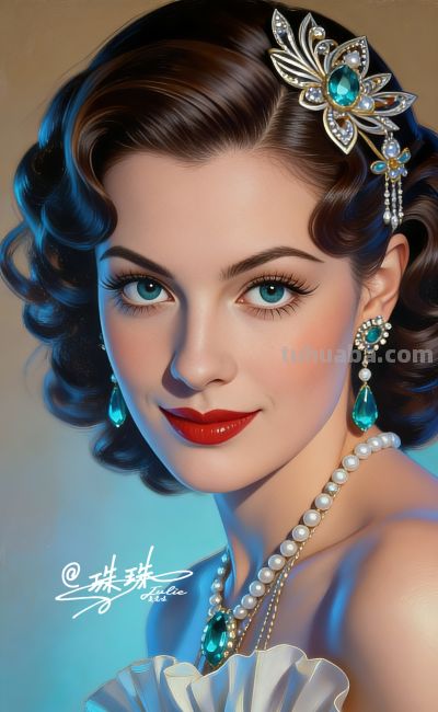 绝美油画——蓝眸似地中海的晴空，她是画布上定格的欧式缪斯 - 图画吧TUHUABA