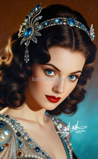 绝美油画——蓝眸似地中海的晴空，她是画布上定格的欧式缪斯 - 图画吧TUHUABA