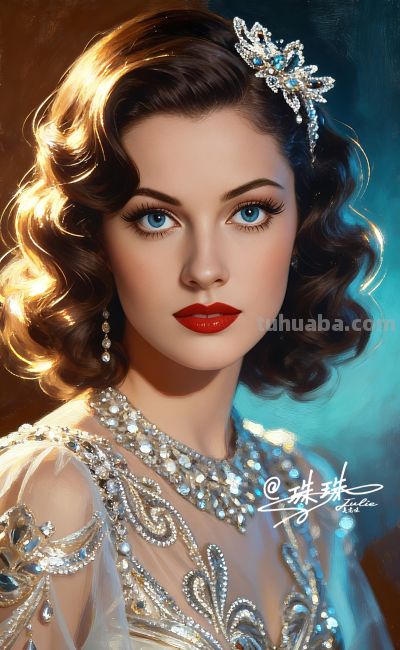 绝美油画——蓝眸似地中海的晴空，她是画布上定格的欧式缪斯 - 图画吧TUHUABA