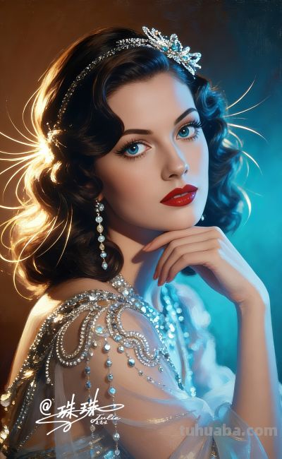绝美油画——蓝眸似地中海的晴空，她是画布上定格的欧式缪斯 - 图画吧TUHUABA