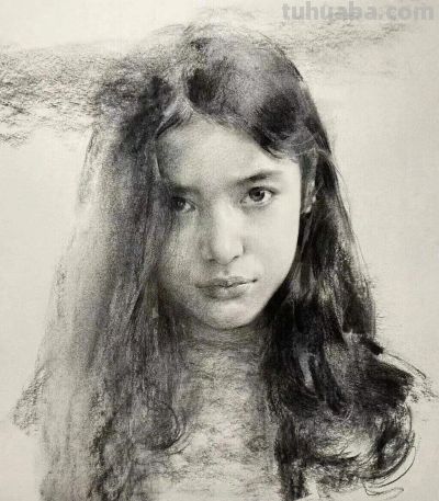 女孩的素描画像 - 图画吧TUHUABA