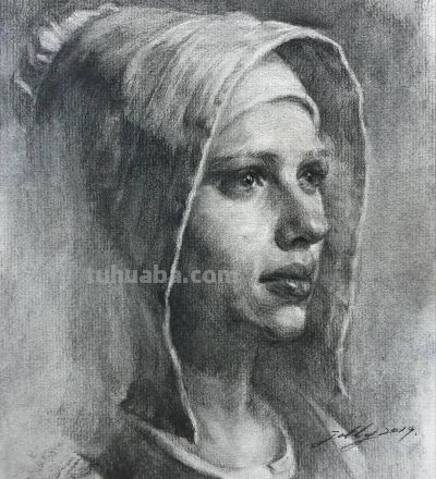 细腻温和的笔触，笔笔拿捏到位，韩国素描作品欣赏 - 图画吧TUHUABA