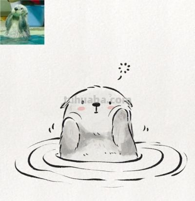 可爱简笔画教程：洗澡澡的小水獭 - 今日头条