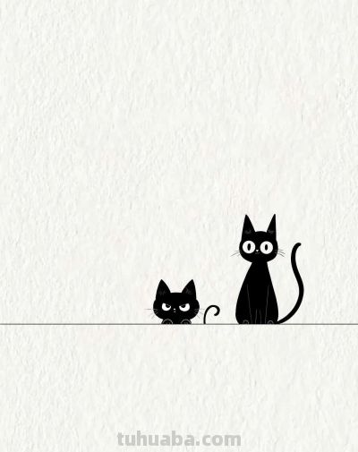 黑猫简笔画 - 图画吧TUHUABA