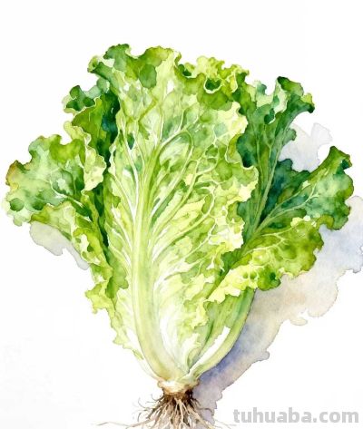 水彩画｜生菜 - 图画吧TUHUABA