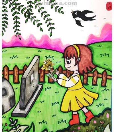 77张清明节主题画+清明节手抄报合集，建议收藏 - 图画吧TUHUABA