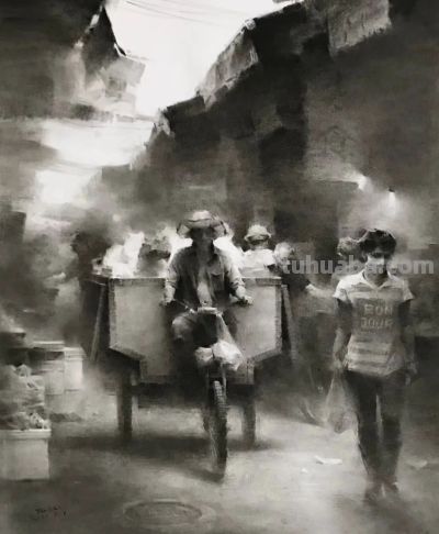 姚治的素描作品，营造出如诗如梦的朦胧氛围 - 图画吧TUHUABA