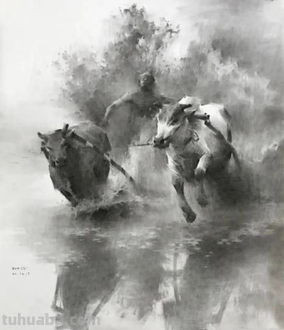 姚治的素描作品，营造出如诗如梦的朦胧氛围 - 图画吧TUHUABA