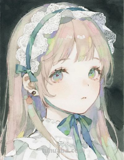 温柔少女水彩画 - 图画吧TUHUABA