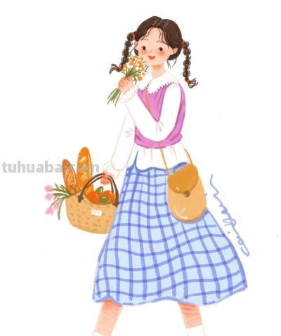 治愈系插画：少女们的生活小碎片，被水彩画得软乎乎的 - 图画吧TUHUABA