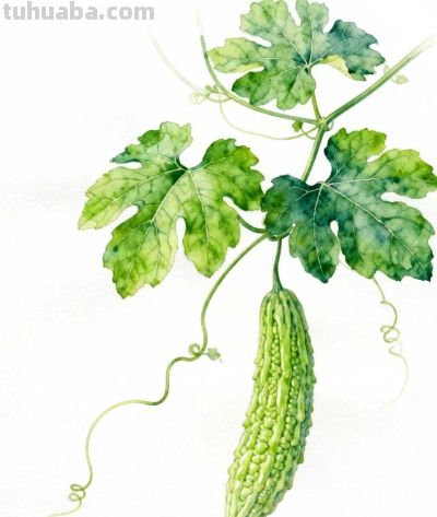 水彩画｜苦瓜 - 图画吧TUHUABA