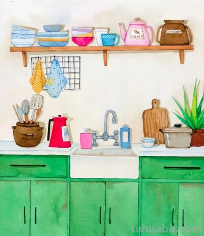 治愈插画｜水彩居家小场景 - 图画吧TUHUABA