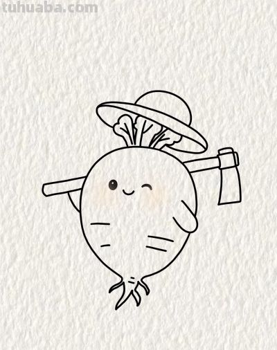 萝卜扛锄乐 头戴小帽萌 儿童简笔画丨画个简笔画分享 - 图画吧TUHUABA
