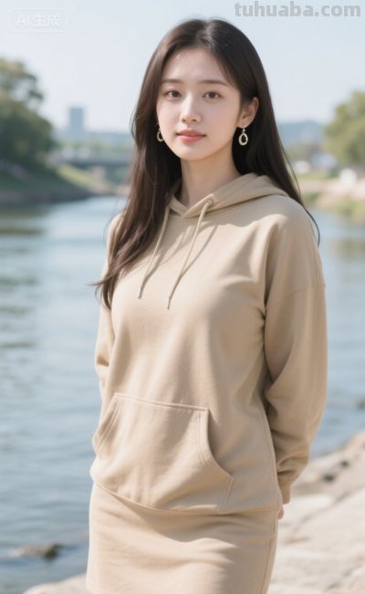 松弛随性的浅卡其连帽卫衣套装风 - 图画吧TUHUABA