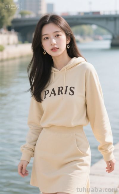 松弛随性的浅卡其连帽卫衣套装风 - 图画吧TUHUABA