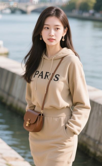 松弛随性的浅卡其连帽卫衣套装风 - 图画吧TUHUABA