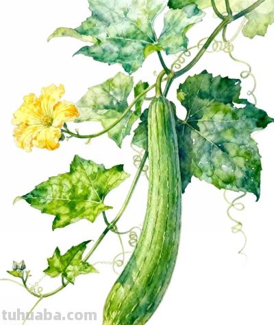 水彩画｜丝瓜 - 图画吧TUHUABA