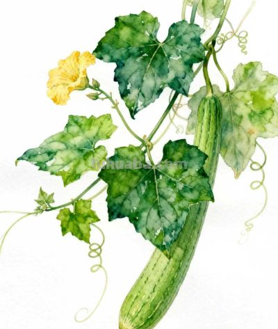 水彩画｜丝瓜 - 图画吧TUHUABA