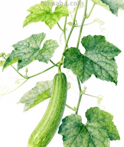 水彩画｜丝瓜 - 图画吧TUHUABA