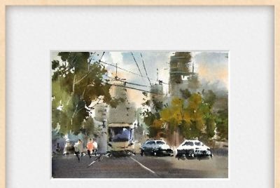 每日一画 | 街衢雾色连楼远，车影流光入画轻——街景·写意水彩 - 今日头条