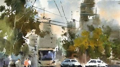 每日一画 | 街衢雾色连楼远,车影流光入画轻——街景·写意水彩 - 今日头条 每日一画 | 街衢雾色连楼远,车影流光入画轻——街景·写意水彩 - 图画吧TUHUABA