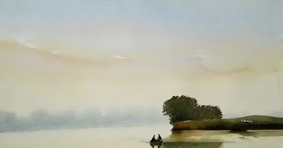 田野水彩风景有没有想到自己的家乡风景？ - 图画吧TUHUABA