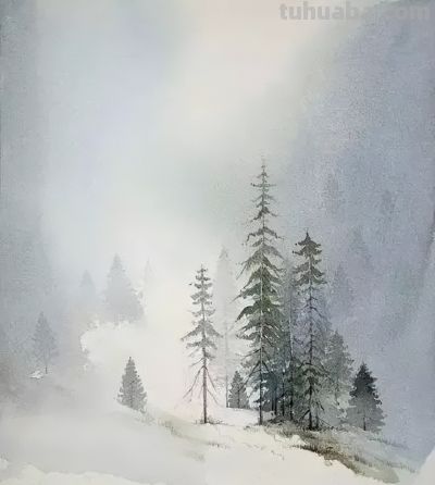 田野水彩风景有没有想到自己的家乡风景？ - 图画吧TUHUABA