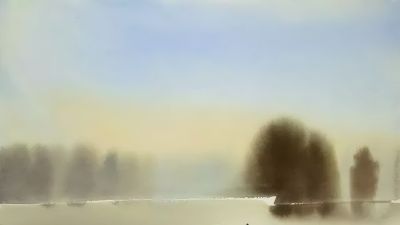 田野水彩风景有没有想到自己的家乡风景？ - 图画吧TUHUABA