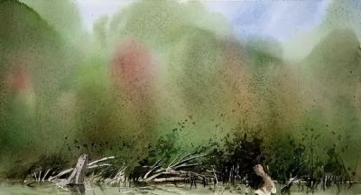 田野水彩风景有没有想到自己的家乡风景？ - 图画吧TUHUABA