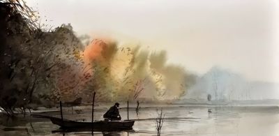 田野水彩风景有没有想到自己的家乡风景？ - 图画吧TUHUABA