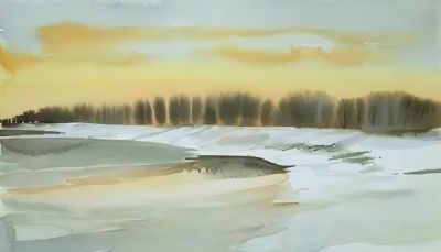 田野水彩风景有没有想到自己的家乡风景？ - 图画吧TUHUABA