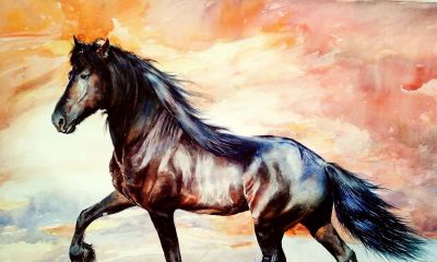 一马当先——夏欢欢 水彩动物欣赏 - 图画吧TUHUABA