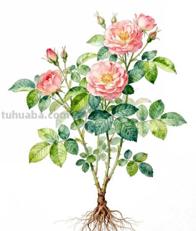 水彩画｜蔷薇 - 图画吧TUHUABA