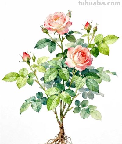 水彩画｜蔷薇 - 图画吧TUHUABA