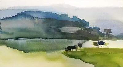 一组极简水彩画，美得如国画！ - 图画吧TUHUABA