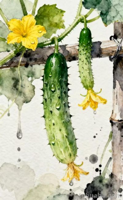 小姨家的黄瓜架｜水彩插画 - 图画吧TUHUABA